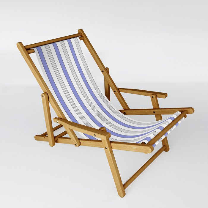 Vintage Cabana Stripe Pastel Blue And Charcoal Gray Retro Boho Coastal Beach Vibe Sling Chair