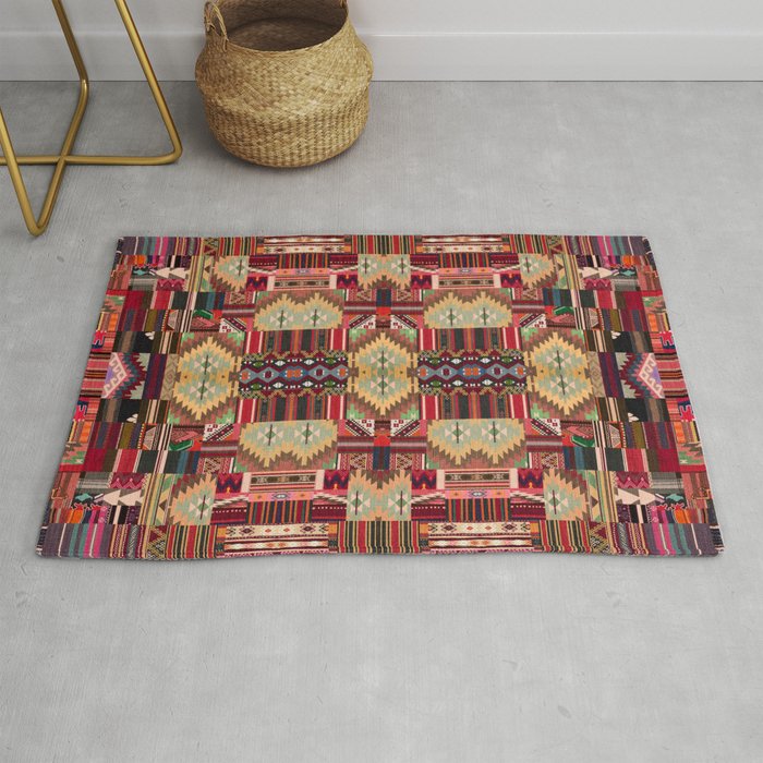 Bohemian Bazaar: Oriental Moroccan Collage Rug