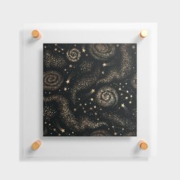 Magical Starry Night Sky Golden Cosmic Swirl II Floating Acrylic Print