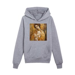 Woman and cats III Kids Pullover Hoodies