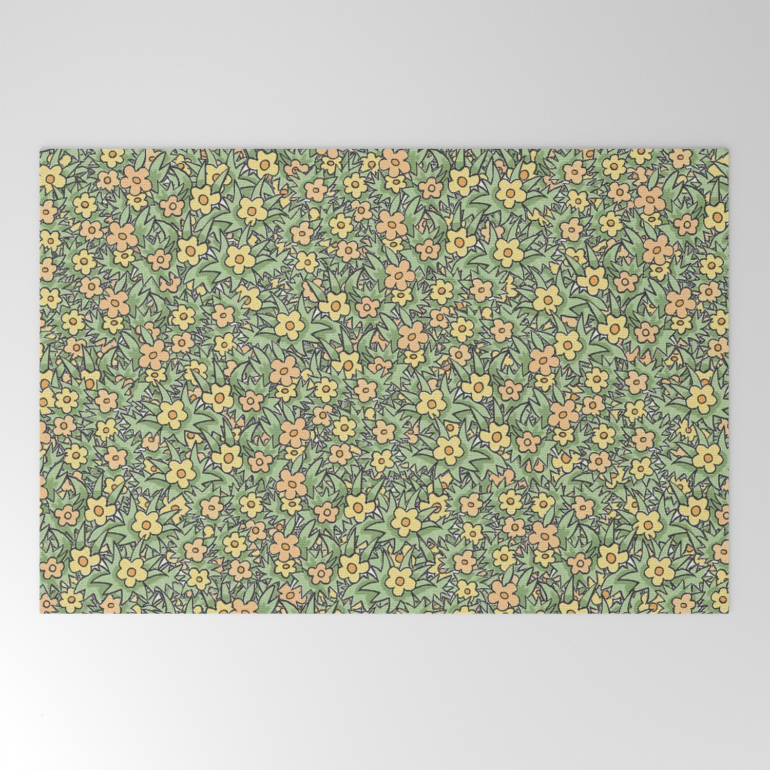 Yellow Society6 Pattern State Floral Meadow Welcome Mat 36 x 24