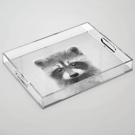 Raccoon - Black & White Acrylic Tray