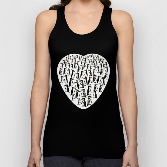 Penguins Clustered into Heart Shape Unisex Tank Top