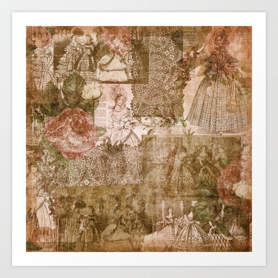 Vintage & Shabby Chic- Victorian ladies pattern Art Print