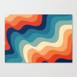 Retro 70s and 80s Color Palette Mid-Century Minimalist Abstract Art Ocean Waves Canvas Print
