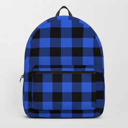 Royal Blue and Black Lumberjack Buffalo Plaid Fabric Backpack
