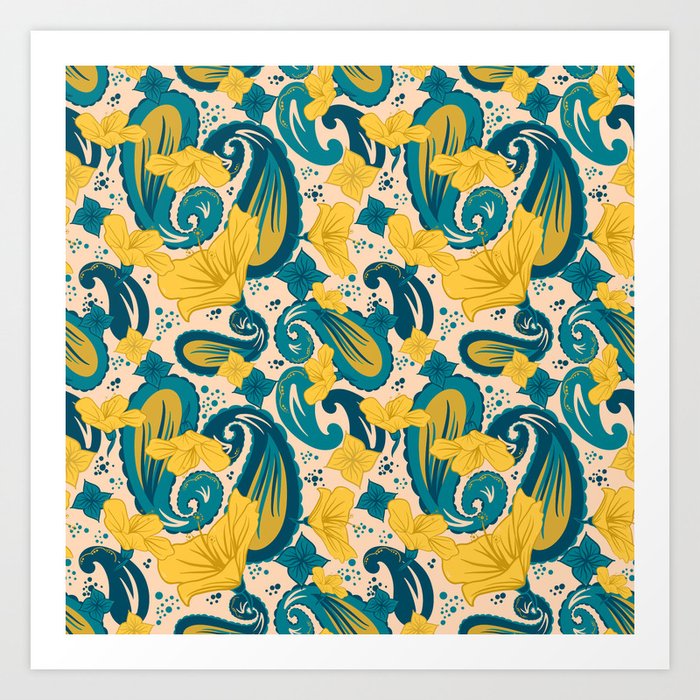 Modern Tropical Paisley *Yellow* Art Print