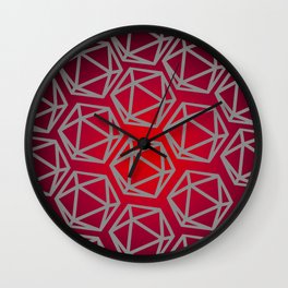 D20 Pattern - Red Black Gray Wall Clock | Pattern, D D, Rouge, Master, Barbarian, Roll, Crit, Dragon, D20, Wizard 