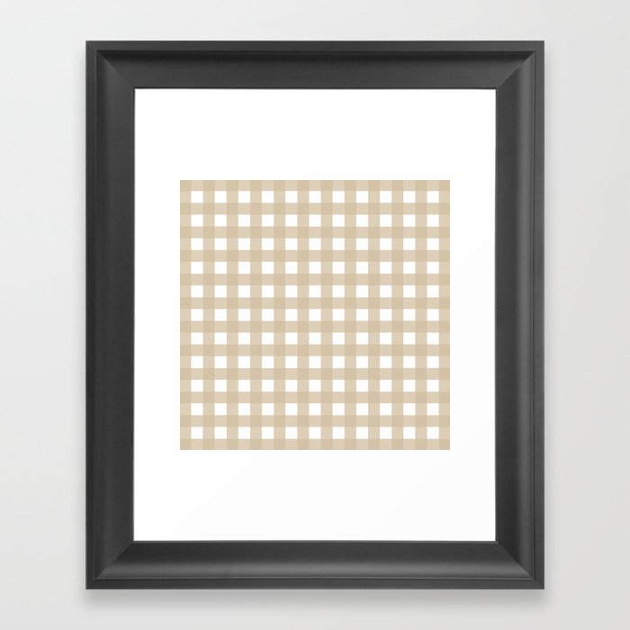 Farmhouse Gingham In Burlap Framed Art Print By