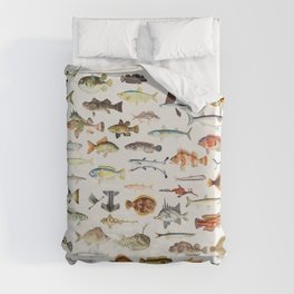 Illustrated Colorful Southern Pacific Exotic Game Fish Identification Chart Duvet Cover