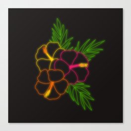 Neon Hibiscus  Canvas Print