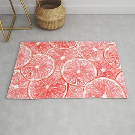 Watercolor grapefruit slices pattern Area & Throw Rug
