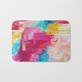 ELATED - Beautiful Bright Colorful Modern Abstract Painting Wild Rainbow Pastel Pink Color Badematte