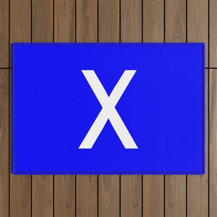 LETTER X (WHITE-BLUE) Outdoor Rug