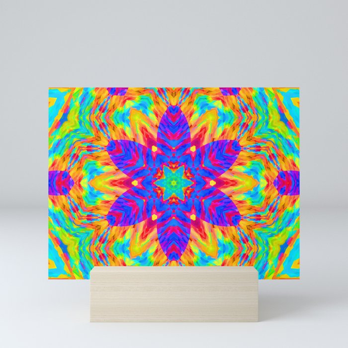 Abstract Rainbow Color Kaleidoscope Flower Mini Art Print