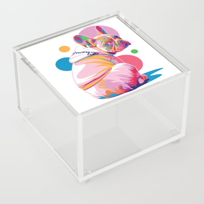 Rainbow French Bulldog Acrylic Box