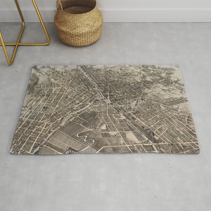 Vintage Pictorial Map of Syracuse New York (1874) Rug by BravuraMedia