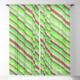 [ Thumbnail: Lime, Chartreuse, Light Grey & Dark Red Colored Stripes/Lines Pattern Sheer Curtain ]