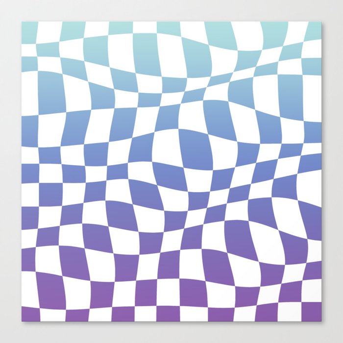 Warped Checkered Ombre Pattern (blue/purple) Canvas Print