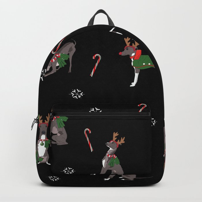 Reindeer Greyhound Dogs multi black Backpack