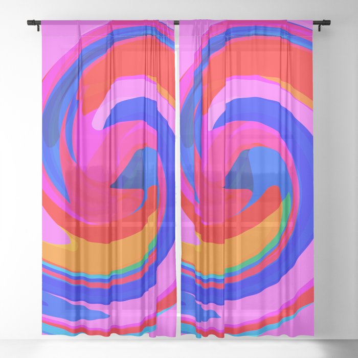 PINK BLUE AND MAGENTA SWIRL. Sheer Curtain