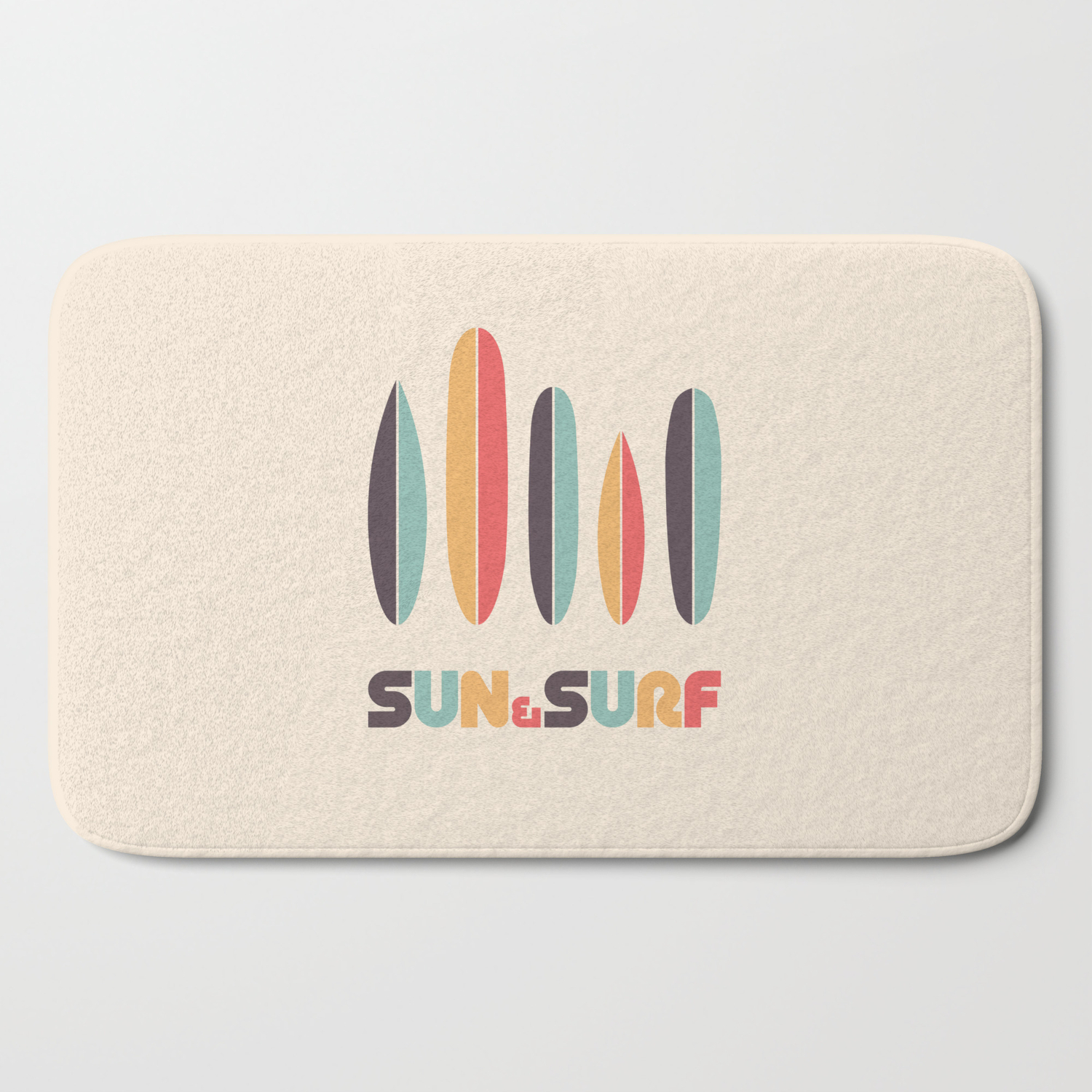 Retro Sun Surf Surfboard Bath Mat By Carrielymandesigns Society6