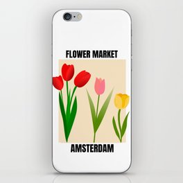 Retro Tulip Flower Market Amsterdam iPhone Skin