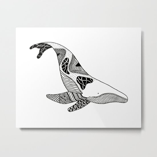 Patchwork Whale Metal Print