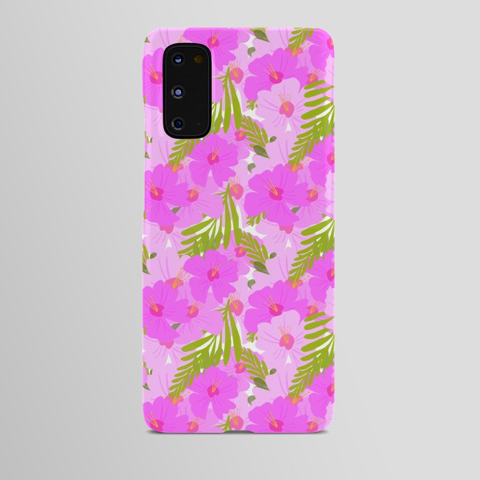 Retro Modern Hibiscus Floral Pattern Pink Android Case