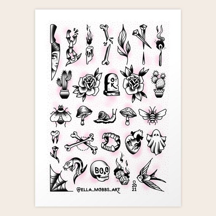 Gap Fillers Friday the 13th Halloween Cute Traditional Tattoo Flash