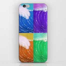 Califorinia extreme surfing big wave multi-color collage with surfer landscape painting iPhone Skin