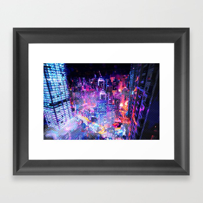 Cyberpunk City Framed Art Print