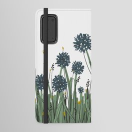 Wildflower Meadow Sunrise - Aster Allium Wheat Grass Loose Sketchy Drawing Android Wallet Case