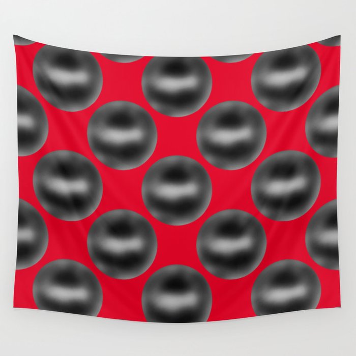 Pearls Vibes 7 on Red Wall Tapestry