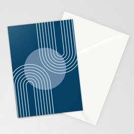 Mid Century Modern Geometric 180 in Midnight Blue Shades Stationery Card
