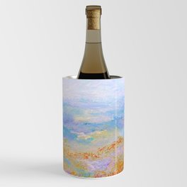 Grey Coast Bright Blue Tone Iridescent Mixed Media Drawing Wine Chiller