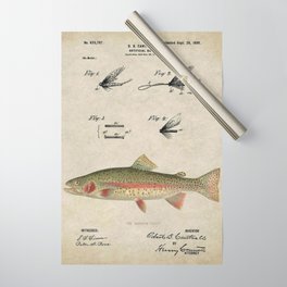 Vintage Rainbow Trout Fly Fishing Lure Patent Game Fish Identification Chart Wrapping Paper