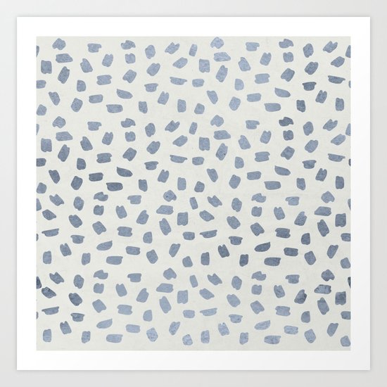 Simply Ink Splotch Indigo Blue on Lunar Gray Art Print
