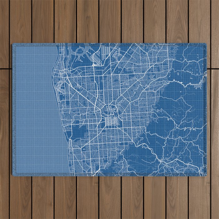 Adelaide City Map of Australia - Blueprint Outdoor Rug