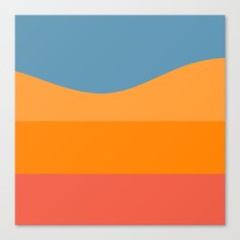 Minimalistic Wave Colorful Retro Art Pattern Design Canvas Print