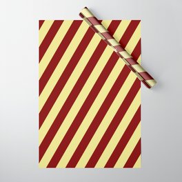 [ Thumbnail: Tan and Maroon Colored Pattern of Stripes Wrapping Paper ]
