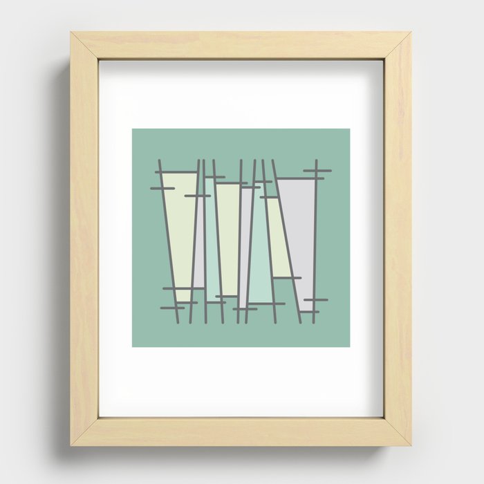 1950s - 1960s Teal Abstract Pattern Recessed Framed Print