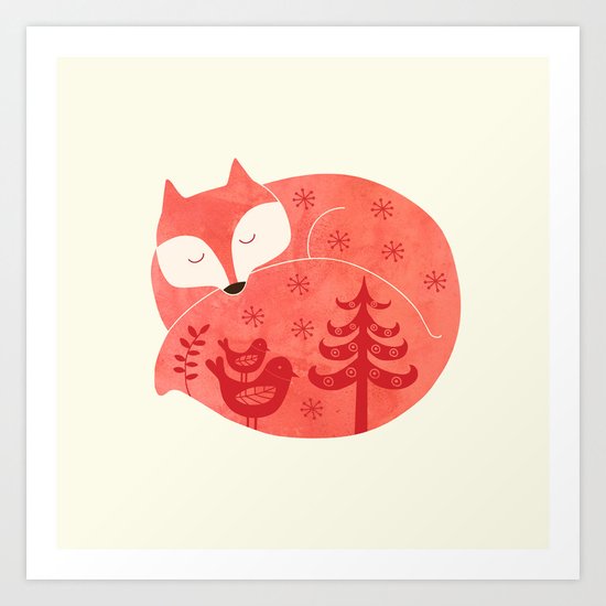 sleeping fox Art Print