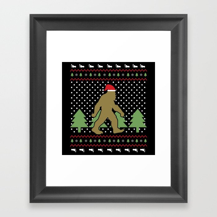 Bigfoot Christmas Framed Art Print