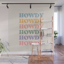 Howdy Colorful Retro Quote Wall Mural