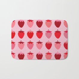 Les Fraises | 01 - Fruit Print Pink And Red Strawberry Preppy Modern Decor Abstract Strawberries Bath Mat | Fruit, Red, Valentinesday, Strawberries, Graphicdesign, Fruitmarket, Retro, Matisse, Cute, Bohemian 