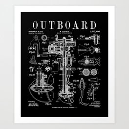 Fishing Boat Outboard Marine Motor Vintage Patent Print Art Print