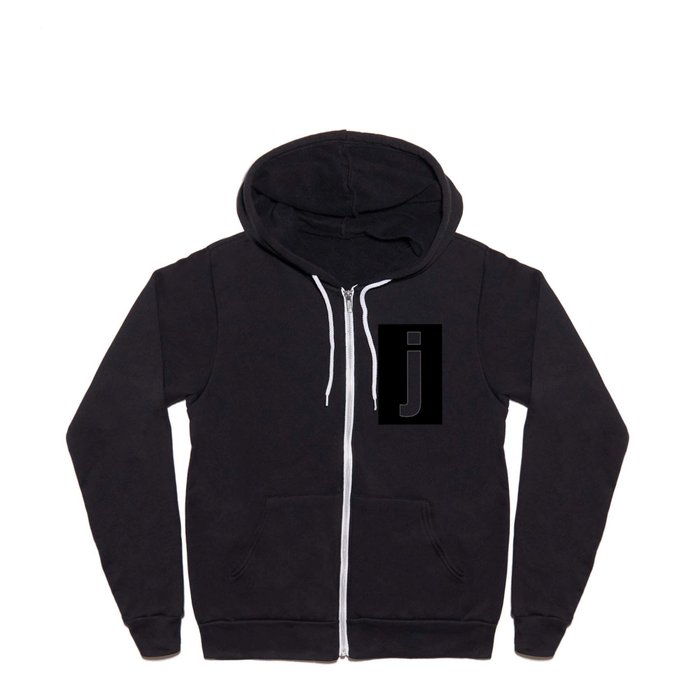 letter J (White & Black) Full Zip Hoodie