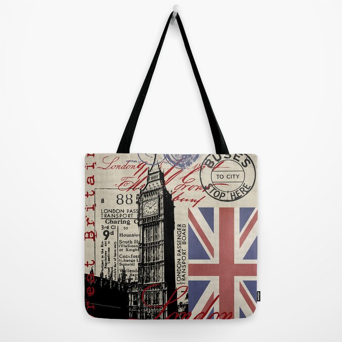 London Bear Tote Bag British Phone Box Tote Bag 3 Sizes 