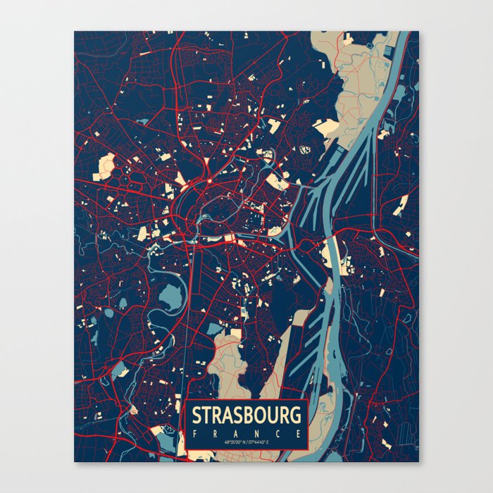 Strasbourg City Map of France - Hope Canvas Print